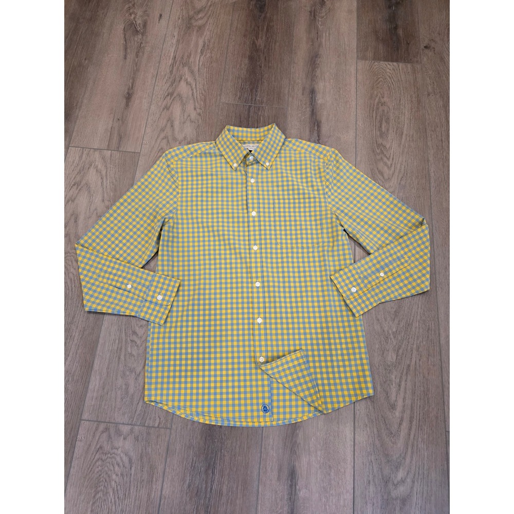 Southern Proper Men's Size Small Blue Yellow‎ Gingham Button Down Collared Shirt